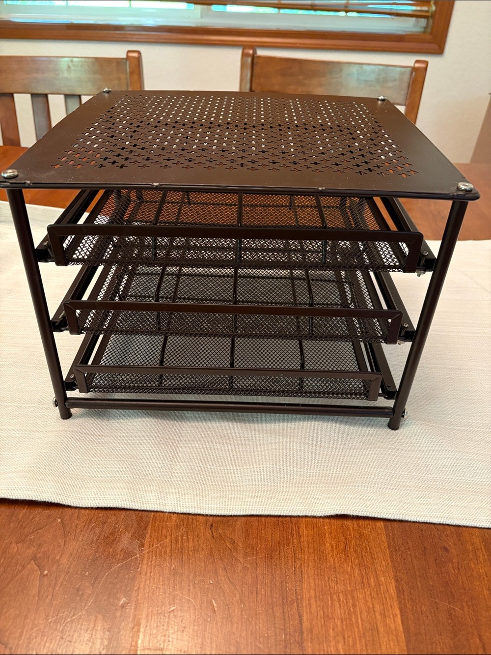 Metal Mesh 3-Drawer spice organizer- Dark Brown